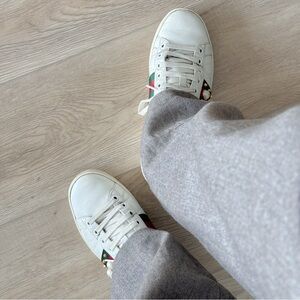 Gucci White Sneakers with Red and Green Stripes